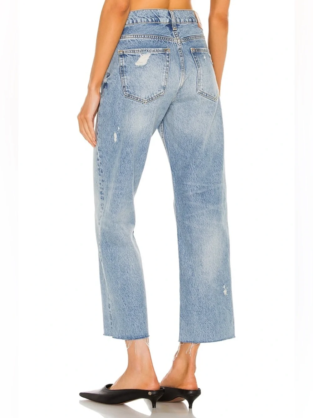 Anine Bing Gavin Straight Leg Jeans with Distressed Detail - Picture 2 of 12